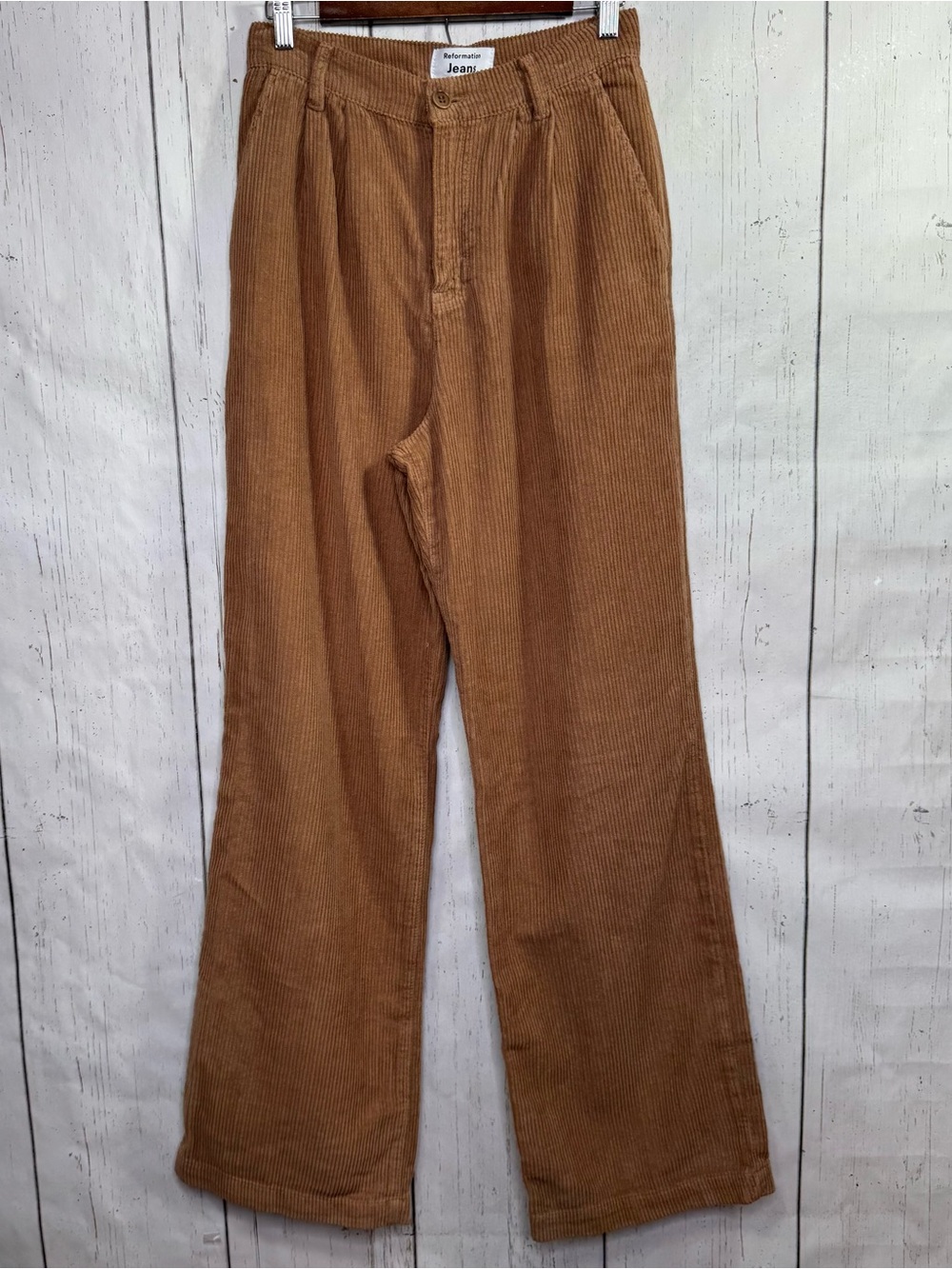Reformation Brown Corduroy High Rise Straight Leg Jeans Size 26 Minimalist Fall